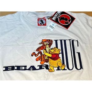 90s DISNEY MICKEY Inc Shirt Embroidered Winnie the Pooh/Tigger Bear Hug NWT Sz L